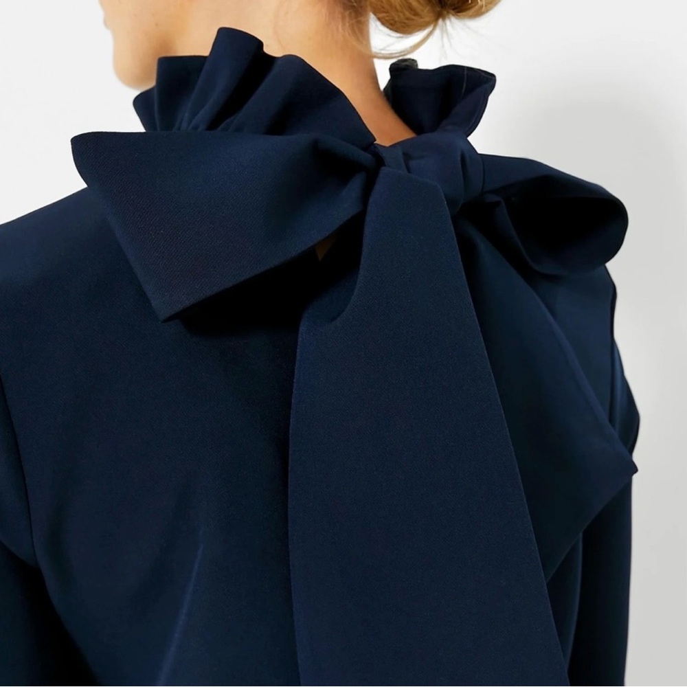 Tuckernuck | Navy Daphne Bow High Neck Long Sleeve Mini Dress Size XXXL - Picture 2 of 5